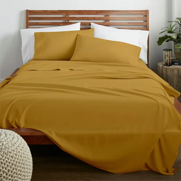 Lino Home Σεντόνι Υπέρδιπλο Με Λάστιχο 160x200+30 Claro Mustard