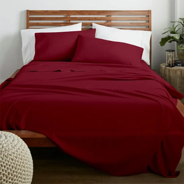 Lino Home Σεντόνι Υπέρδιπλο 240x260 Claro Burgundy