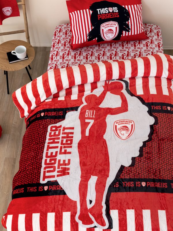 Palamaiki Κουβέρτα Velour Fleece Μονή 160x220 DG OLYMPIACOS