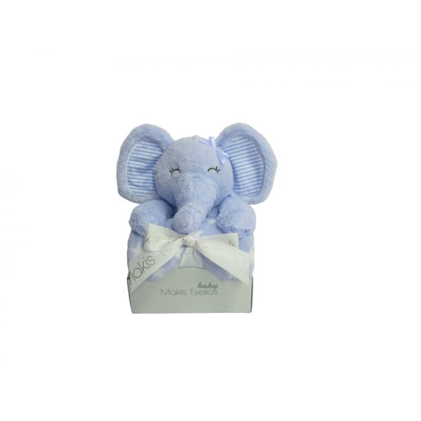 Makis Tselios Κουβέρτα Αγκαλιάς 75x100 και Λούτρινο Elephant Blue