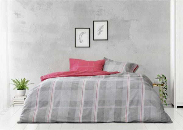 Kocoon Home Σετ Σεντόνια Μονά Με Λάστιχο 100x200+30 Plaid Gray