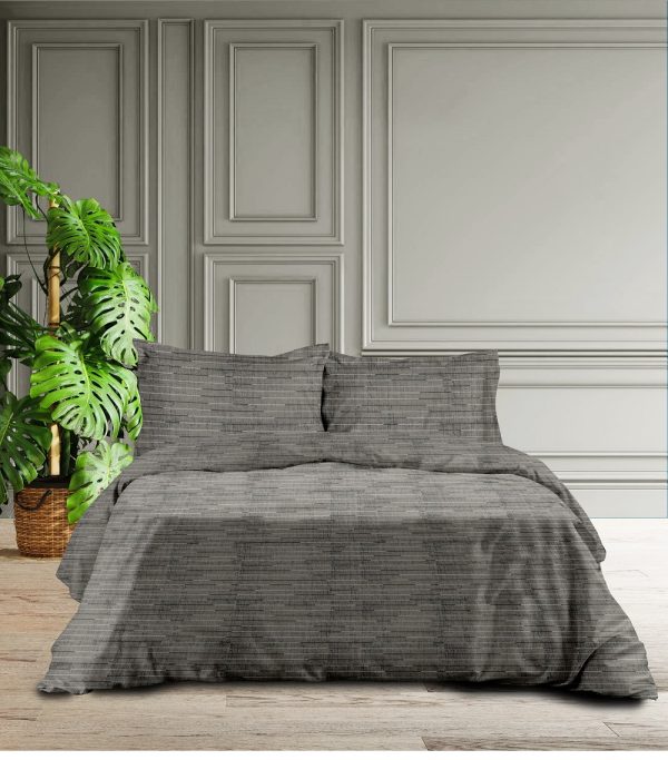 Makis Tselios Σετ Παπλωματοθήκη Φανελένια King Size 240x260 Lines Grey4