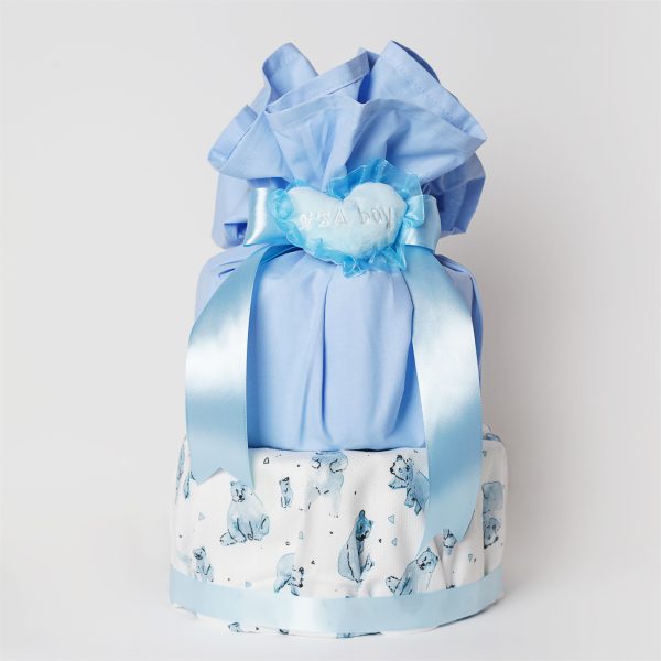 2 Όροφο Diaper Cake - Bouquet Blue 28x48