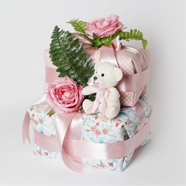 2 Όροφο Diaper Cake - Flowers 40x60