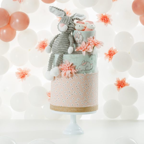 3 Όροφο Diaper Cake - Rabbit Pink 28x48