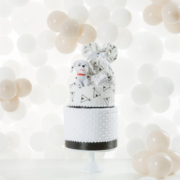 2 Όροφο Diaper Cake - Black & White 28x55