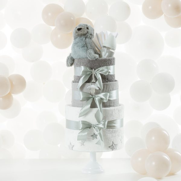 3 Όροφο Diaper Cake - Seal Grey 30x55