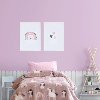 Pink children room interior for mockup, 3D rendering